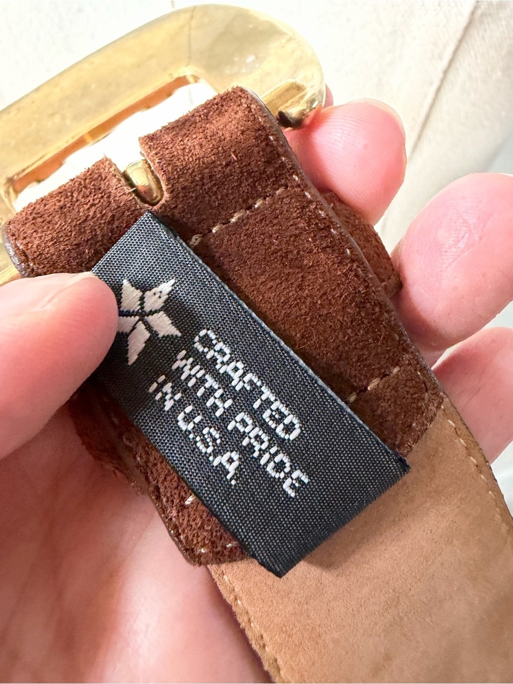 Vintage Brighton Multicolor Colorblock Suede Statement Brass Belt Sz Medium USA - Picture 10 of 15